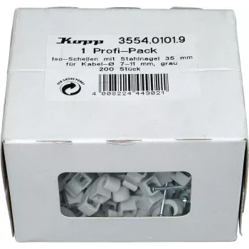 Kabelové klipy s hřebíkem HEINRICH KOPP, průměr svazku Ø 7-11 mm, šedé, 200 ks 355401019