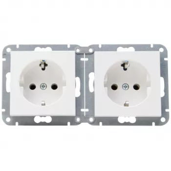 HEINRICH KOPP HK07 KombiQuick 2-Way Horizontal Flush-Mounted Schuko Socket Outlet, Pure White 133729001