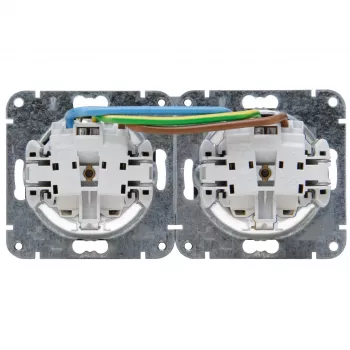 HEINRICH KOPP HK07 KombiQuick 2-Way Horizontal Flush-Mounted Schuko Socket Outlet, Pure White 133729001