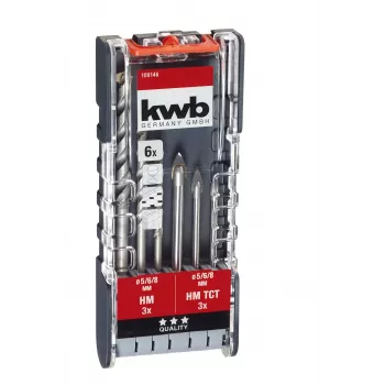 Sada vrtáků do skla kwb 109146, 6dílná, 5/6/8 mm, karbid wolframu, pro sklo, dlaždice, keramiku, zrcadla, porcelán