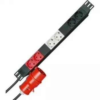 Napájecí lišta do 19 inch racku HEINRICH KOPP 6násobná Schuko s vypínačem, 1U, černá 930105013