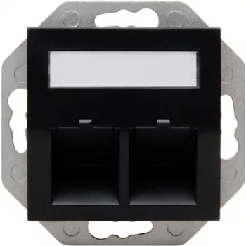 HEINRICH KOPP HK07 Keystone Wall Plate with Cover, IP44, 2-Port, Black 953850004