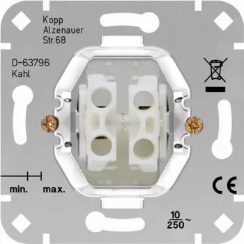HEINRICH KOPP Series Push-button Insert, Flush-mounted, 250V, 10AX, IP20, Without Cover 504000009