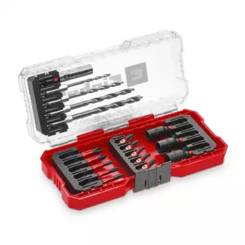 Sada nástrčných klíčů a bitů Einhell 1/4 inch (6,3 mm), 18dílná, chrom-vanadium, magnetický držák bitů, plastový kufr 108709