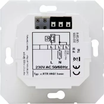 HEINRICH KOPP HK07 Basic Electronic Room Thermostat, 230V, 50Hz, 0°C to 40°C, IP20, Pure White 296529003