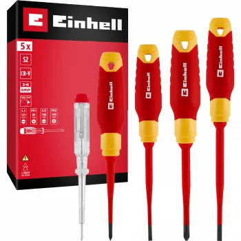Sada šroubováků pro elektrikáře VDE Einhell, 5dílná, SL 4,0/5,5, PH 1/2, zkoušeč napětí, 370541