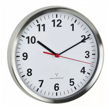 Rádiové nástěnné hodiny TFA Dostmann 60.3529.02 220 mm hliníkové, plynulý sekundový krok