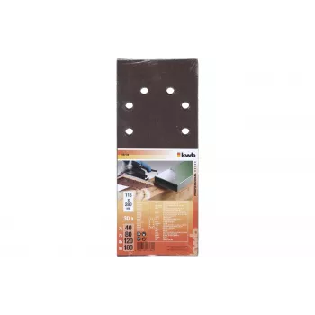 Brúsné papíry KWB 818788, mix zrnitostí P60 P80 P120 P180, 280x115 mm, balení 30 ks