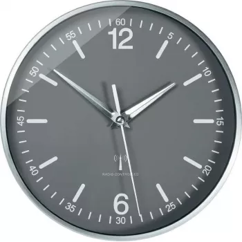 Rádiové hliníkové nástěnné hodiny TFA Dostmann 60.3503, černé