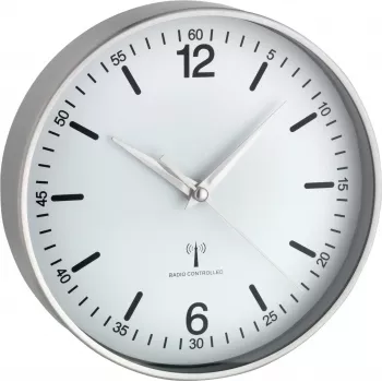 Rádiové hliníkové nástěnné hodiny TFA Dostmann 60.3503, černé