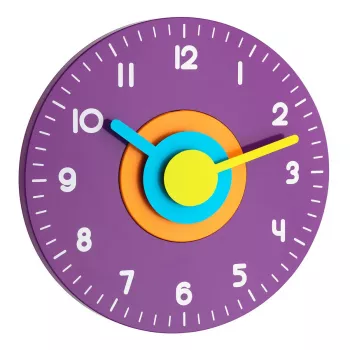 Designové nástěnné hodiny TFA Dostmann 60.3015.11, fialové, tichý křemenný strojek, 25 cm