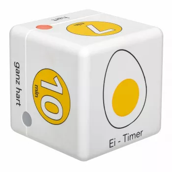 Digitální kuchyňský časovač ve tvaru kostky TFA Dostmann Cube Timer, bílý/žlutý (38.2041.07)