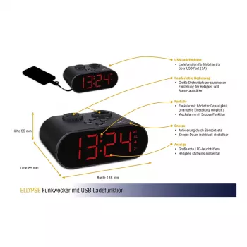 Rádiový budík TFA Dostmann 60.2551.01 černý