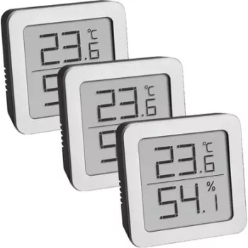 Sada 3 digitálních termohygrometrů TFA Dostmann 95.2019.54 pro sledování vnitřního klimatu, bílá/stříbrná