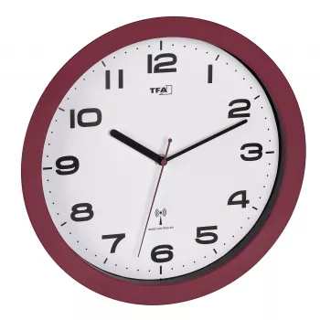 Rádiové nástěnné hodiny TFA Dostmann 60.3554.05, červené, průměr 320 mm
