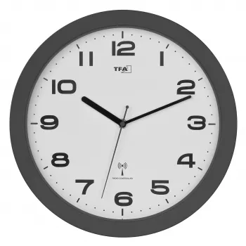 Rádiové nástěnné hodiny TFA Dostmann 60.3554.10 320 mm antracitové s plynulou sekundovou ručičkou