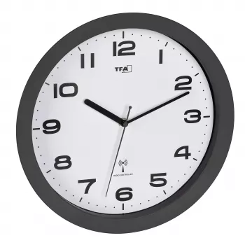 Rádiové nástěnné hodiny TFA Dostmann 60.3554.10 320 mm antracitové s plynulou sekundovou ručičkou