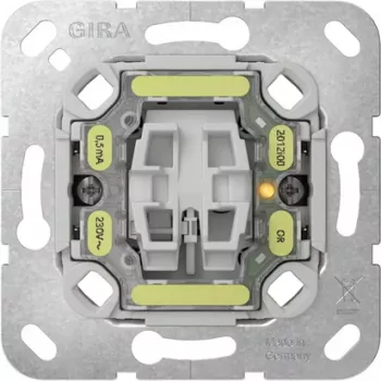 Tlačítkový spínač GIRA 313600 s červenou LED indikací, podomítková montáž