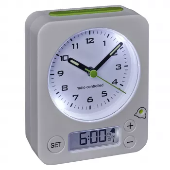 TFA Dostmann rádiový budík 60.1511.02 bílý s luminiscenčními ručičkami