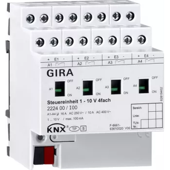 Řídicí jednotka GIRA 222400, 1-10V, 4kanálová, manuální, KNX (222400)