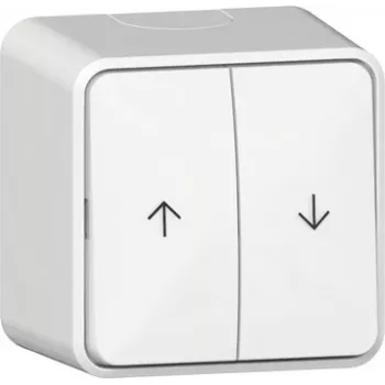 GIRA povrchový kolébkový vypínač pro ovládání žaluzií, čistě bílá, šipky nahoru/dolů, 250 V, 10 A 315813