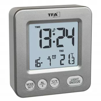 Rádiový budík TFA Dostmann COSY 60.2567.54, stříbrný