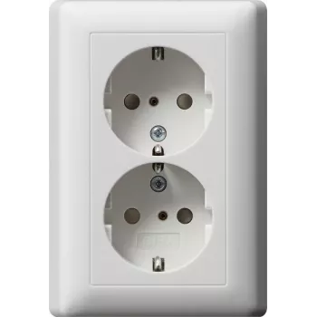 Zásuvka Schuko Gira System 55 CEE 7/3, 16 A, 250 V, čistě bílá lesklá, s klapkou 078327