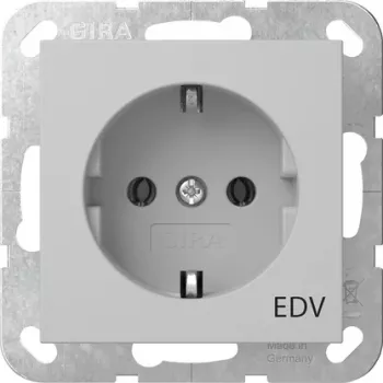 Zásuvka SCHUKO Gira 4458015 s potiskem EDV-System, čistě bílá lesklá
