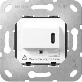 Vložka zásuvky SCHUKO Gira s USB Type-C PD, 16 A, 250 V, do sádrokartonu, černá 236200