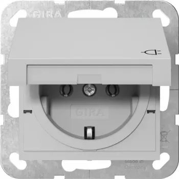 Zásuvka SCHUKO GIRA 4454015 s odklápěcím krytem, System 55, šedá