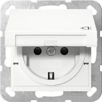 Zásuvka SCHUKO Gira 475427 s odklápěcím víčkem, System 55, čistě bílá lesklá