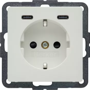 Hager Berker Q.x SCHUKO zásuvka s USB-C PD 20W, polární bílá 48156089