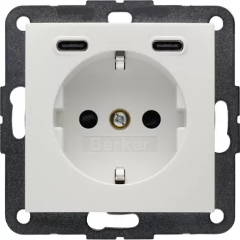 Zásuvka SCHUKO s USB-C PD 20W Berker, S.1, polární bílá lesklá 48158989