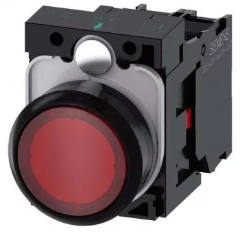 Podsvícené tlačítko Siemens SIRIUS ACT, kompletní přístroj, plast, červené, 22 mm, 1NO+1NC, 24 V AC/DC LED 3SU1102-0AB20-1CA0