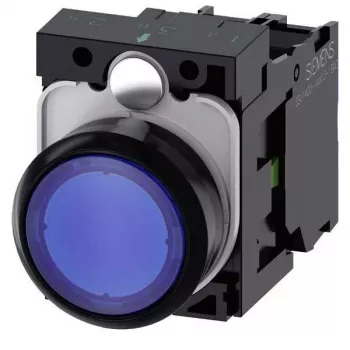 Kompletní jednotka osvětleného tlačítka Siemens SIRIUS ACT, plast, modrá, 1NO+1NC, 24V AC/DC LED 3SU1102-0AB50-1BA0
