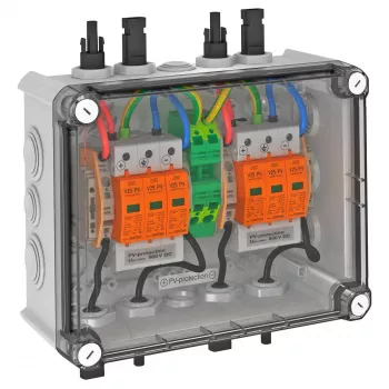 Fotovoltaické systémové řešení OBO VG-BC900S11 v pouzdře, 2x1 PV string na 2 výstupy, přepěťová ochrana typ 2, 900 V DC 5088565