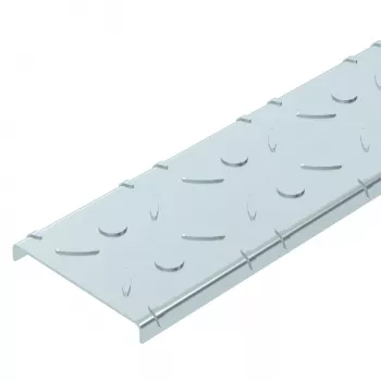 Víko z vroubkovaného plechu OBO Bettermann DBKR 100 FS pro pochůzné kabelové žlaby, 100x3000 mm, ocel, páskově zinkovaná (6049119)