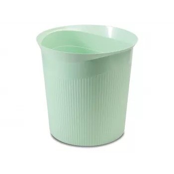 Odpadkový koš kulatý HAN Re-LOOP 13 l, pastelově zelený, 100% PIR recyklovaný plast, strukturovaný 18148-805