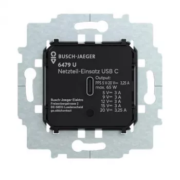 Napájecí vložka Busch-Jäger 6479 U s USB-C 2CKA006400A0436
