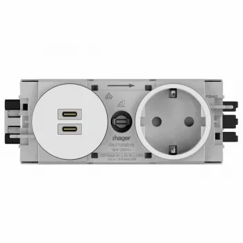 Podomítková zásuvka SCHUKO Hager Winsta s nabíječkou 2x USB-C PD 20W, čistě bílá GS17009016
