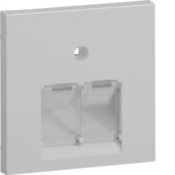 Středový kryt Hager GZUAE2A7035 pro 2 zásuvky UAE/RJ45, světle šedá RAL 7035