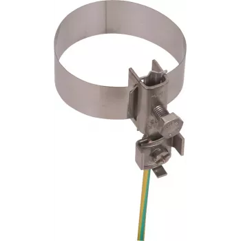 DEHN 540910 Earthing Band Pipe Clamp for Pipes 26.9-60.3 mm, Galvanized Steel, Stainless Steel Band