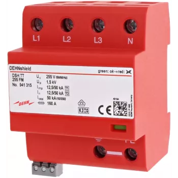 Svodič bleskového proudu DEHN 941315 DSH TT 255 FM typ 1+2 pro třífázové systémy TT/TN-S