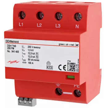 Kombinovaný svodič DEHN DSH TNS 255 FM typ 1+2 pro systémy TN-S (941405)