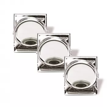 Magnetický klip Magnetoplan 35 mm stříbrný, balení 3 ks, udrží až 26 listů A4 (16670)