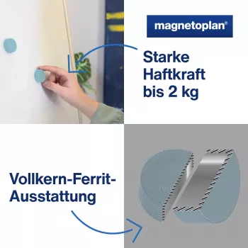 Kulatý magnet MAGNETOPLAN HOLTZ Discofix Magnum, modrý, plný ferit, přidržná síla 2,0 kg (1660003)