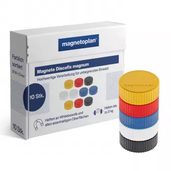 Magnety na tabuli Magnetoplan Discofix Magnum, mix barev, 34 mm, 10 ks 1660010