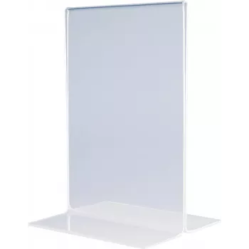 Akrylový stolní stojan MAGNETOPLAN HOLTZ DIN A3 na výšku, křišťálově čirý, oboustranný, 297 x 420 mm (43115)