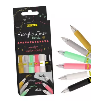 Sada akrylových fixů ONLINE® Classic 1,0 mm, 6 různých barev (18631/6)