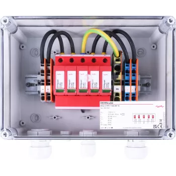 Přepěťová ochrana DEHN DCU 2 YPV 1100 2M 1S typ 2 pro fotovoltaické systémy, 2 MPPT, 1 string na MPPT, 1100 V DC, kryt IP65 900921
